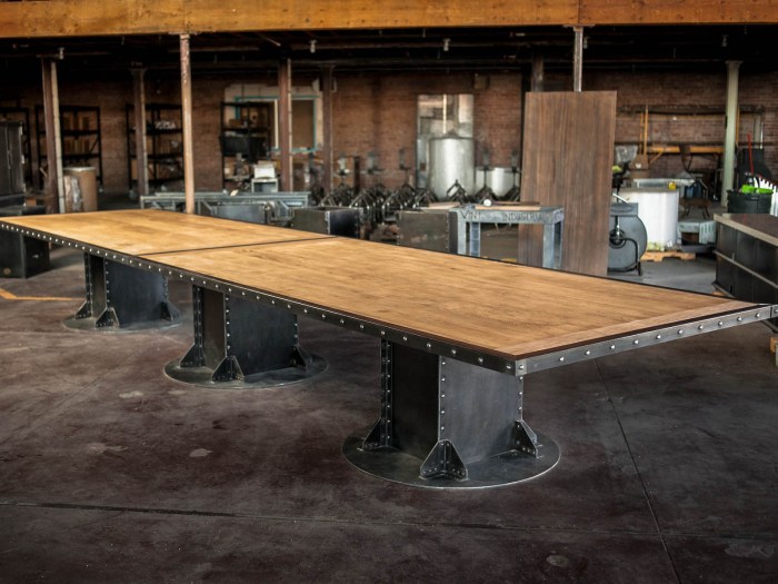 Table industrial conference vintage furniture beam tables retro room antique maple designs steel office custom dining 3a hure shop look