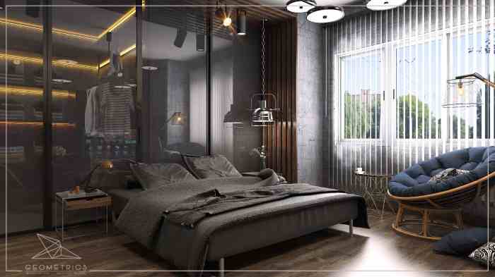 Industrial bedroom design for couples