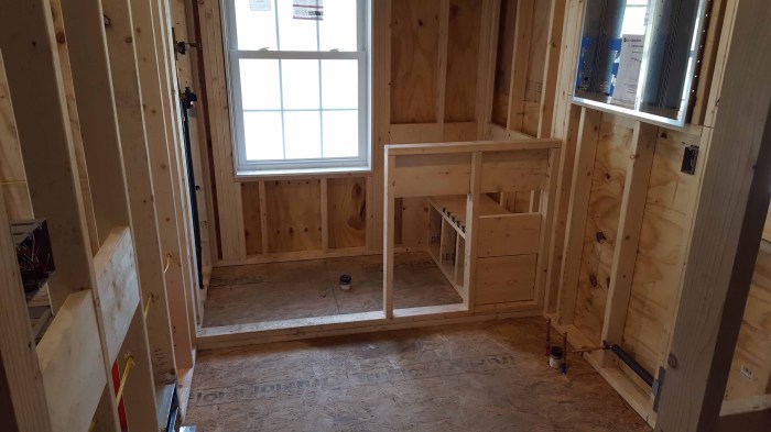 Unfinished bathroom with natural materials