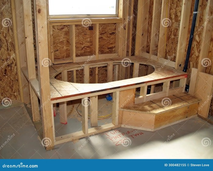 Unfinished bathroom with wall-mounted fixtures