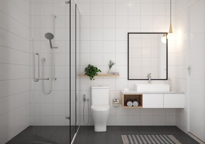 Minimalist industrial bathroom