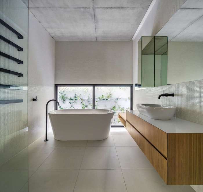 Minimalist industrial bathroom