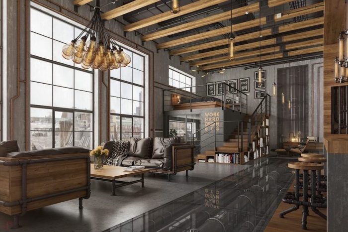 Industrial living room design