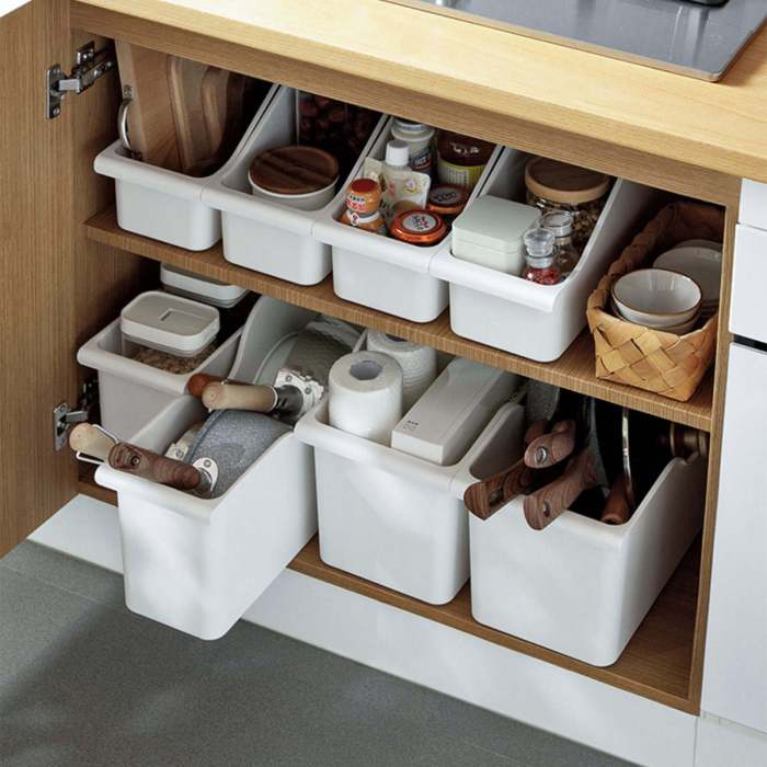 Compact wooden kitchen storage