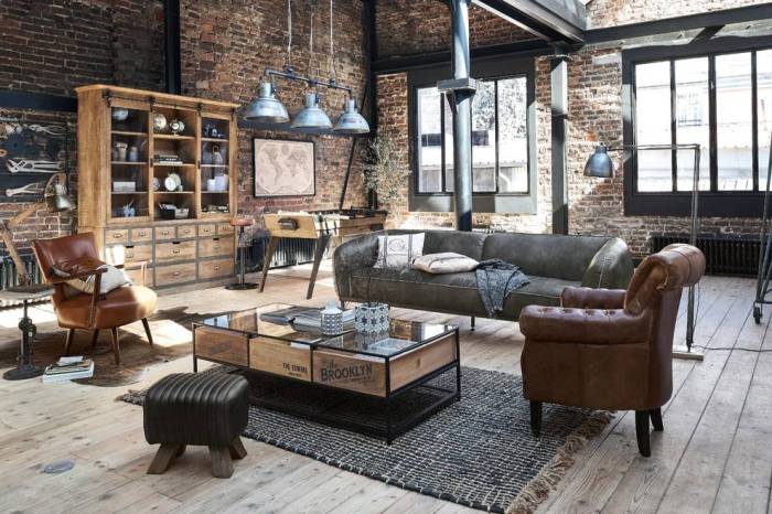 Modern rustic industrial living room