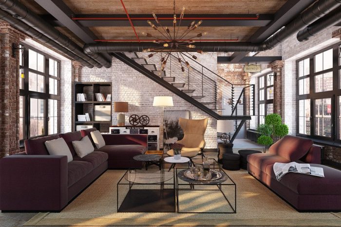 Modern rustic industrial living room